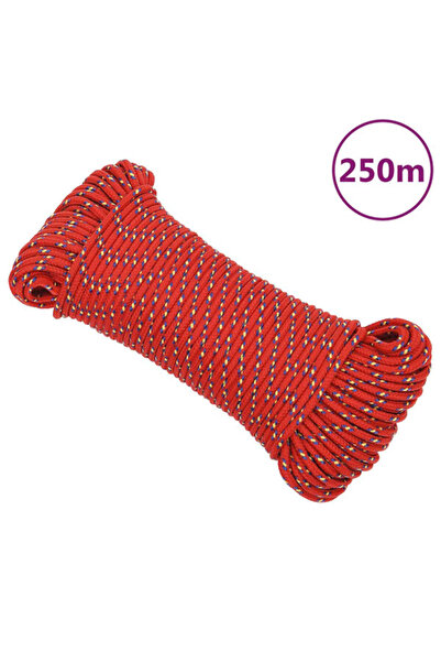 vidaxl Frânghie de barcă, roșie, 4 mm, 250 m, polipropilenă