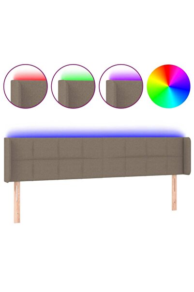 vidaxl Tăblie de pat cu LED, gri taupe, 183x16x78/88 cm, textil