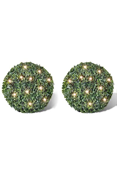vidaxl Arbuști ornamentali artificiali, 27 cm cu LED-uri solare, 2 bucăți