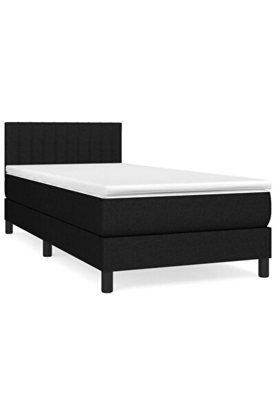 vidaxl Pat boxspring cu saltea, negru, 80 x 200 cm, textil