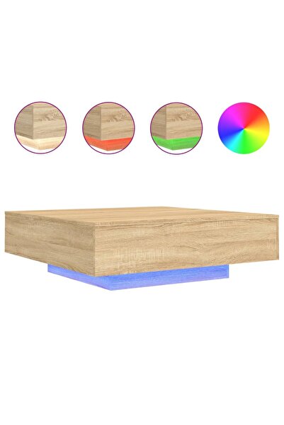 vidaxl Măsuță de cafea cu lumini LED, stejar sonoma, 100x100x31 cm