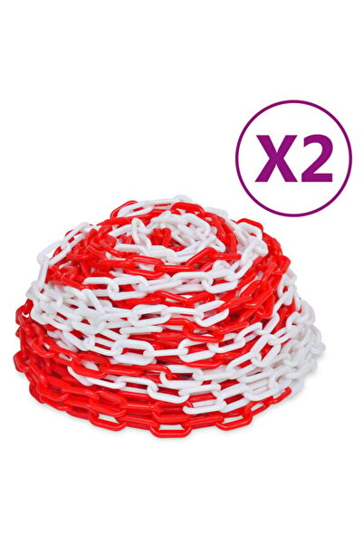 vidaxl Lanțuri de avertizare, 2 buc., roșu și alb, 30 m, plastic
