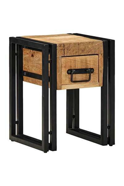 vidaxl Masă laterală Maro și negru 30 x 30 x 40 cm Lemn de mango solid