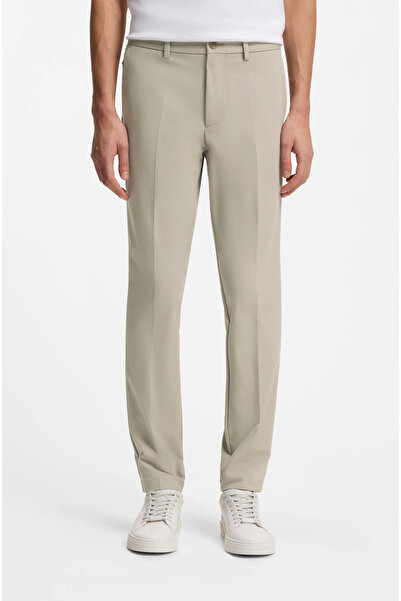 BOSS Men's Regular Waist Narrow Leg Straight Model Pocket Detail Beige Trousers