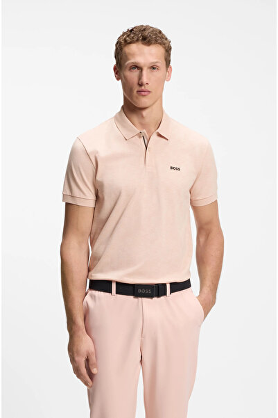BOSS Men's Regular Cut All-Printed Short Sleeve Cotton Pique Fabric Pink Polo...