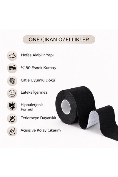 PİAURA Breast Lift Stabilizer Adhesive Tape Black 95% Cotton