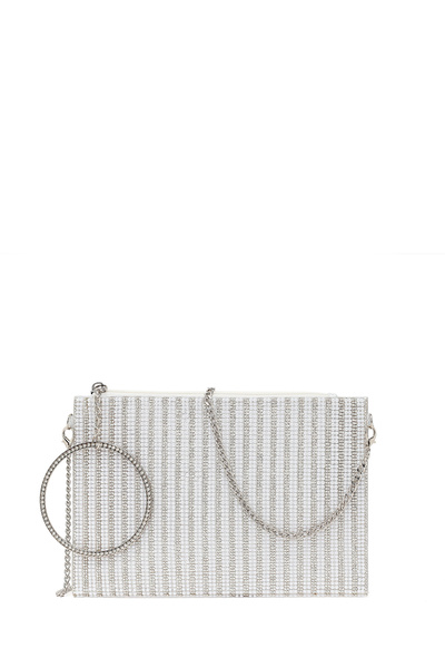 Derimod Women's Silver Chain Strap Stone Evening Dress Bag 26Pbd290614