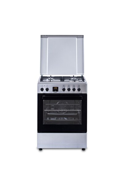 Samus Aragaz pe gaz INOX 60x60 cu cuptor electric, 4 arzătoare, 7 funcții