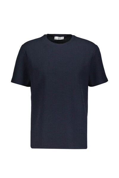 SÜVARİ Waffle Crew Neck Navy Blue Men's T-Shirt Sts1014000001