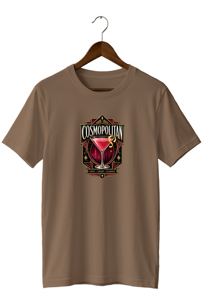 WİDİ Cosmopolitan Cocktail Unisex Cocktail Printed Regular Fit Crew Neck T-Shirt