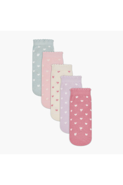 Juniors Baby Girls' Socks with Heart Print - Set of 5