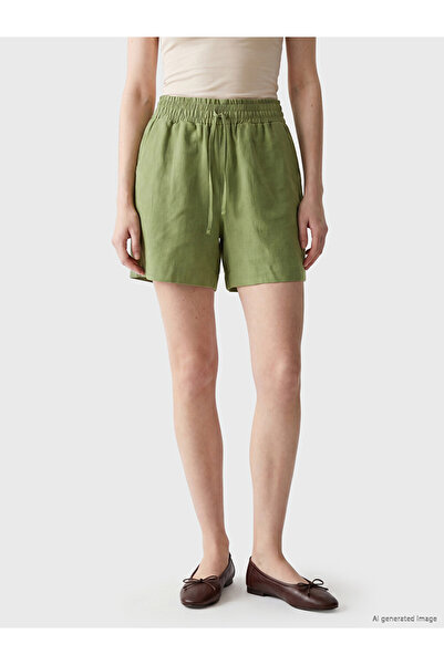 LC Waikiki Elastic Waist Linen Blended Women's Shorts
