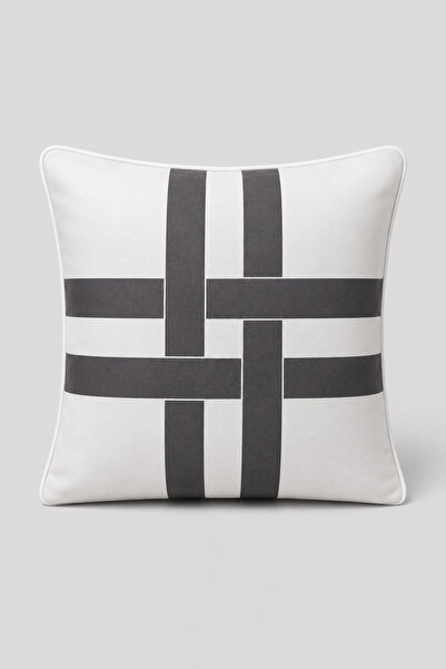 LUX VIE Modern Geometric Stripe Patterned Ribbed Honeycomb Woven Throw Pillow...