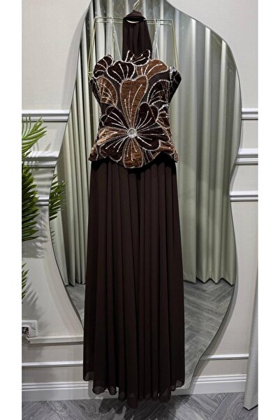 led style Luxury Embroidery Rose Flower Long Dress