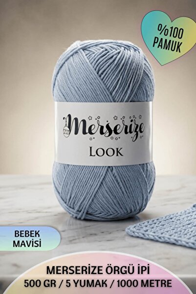 Dantelux Merserize Örgü İpi (5 Yumak / 500 Gram / 1000 Metre) %100 Pamuk - Nm...