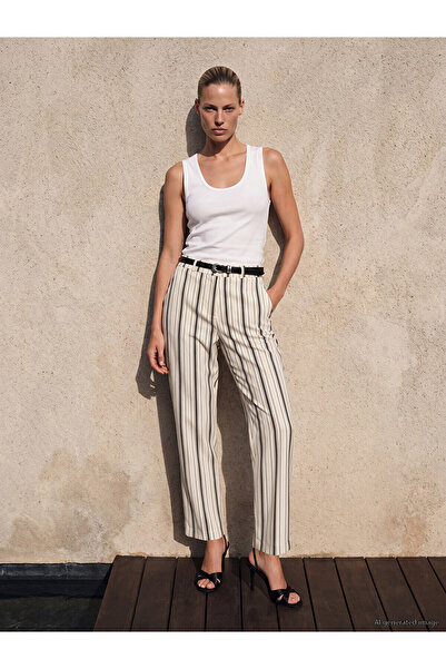LC Waikiki Nevavm Striped Poplin Women's Trousers with a Difference