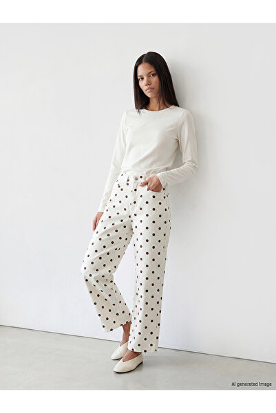 LC Waikiki Nevavm Wideleg Polka Dot Women's Jean Pants with a Difference