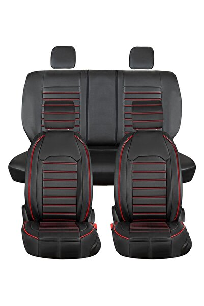 barototuning Seat Leon Luxury Leather 5-Piece Set Auto Seat Cover Black Red