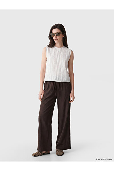 LC Waikiki Nevavm Women's Wide Leg Pants with Elastic Waist and Difference in...