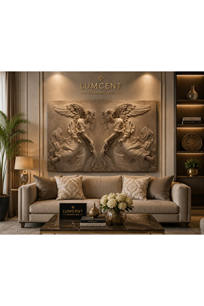 Lumcent Premium Kanvas Duvar Tablosu | Melek Rölyef Modern Sanat Tasarımı | S...
