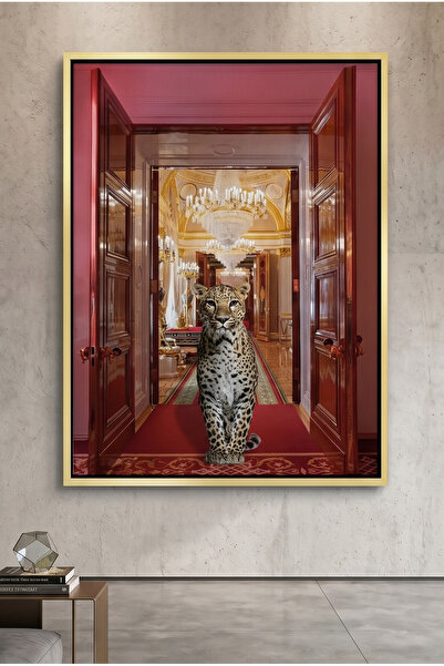 Jasmine Art Royal Leopard Abstract Wall Art | Framed Canvas Print | Luxury Mo...