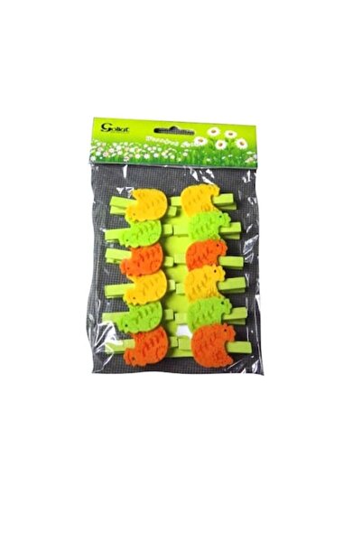 Goliat Set de 12 cleme din lemn cu puișori din pâslă, 4,5x2cm, multicolor