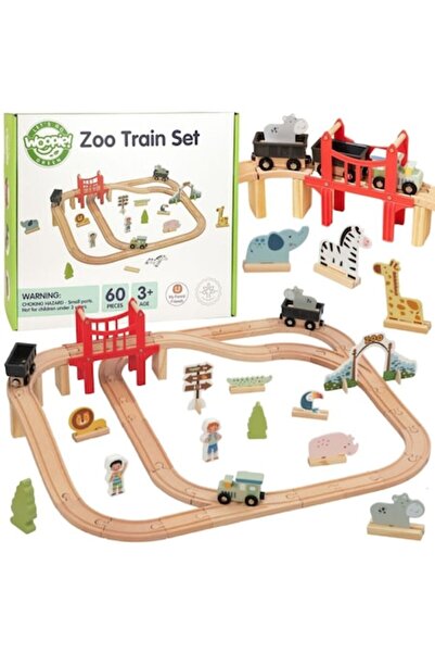 woopie Trenuleț de jucărie, Woopie, ZOO, set complet, 60 de piese, colorat