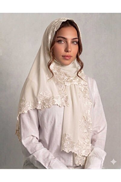 Veil Designer Pualnatez Rose Embroidery Pattern on Three Sides of the Pattern...