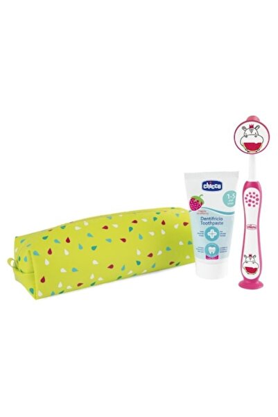 Chicco Set de igienă dentară pentru copii Hippo, Pastă cu aromă de căpșuni, P...