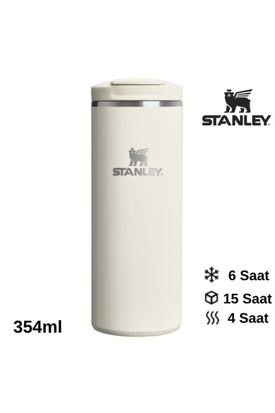 Stanley كوب ترانزيت فليب توب سعة 0.35 لتر، كوب ترمس، قارورة ماء، لون بيج