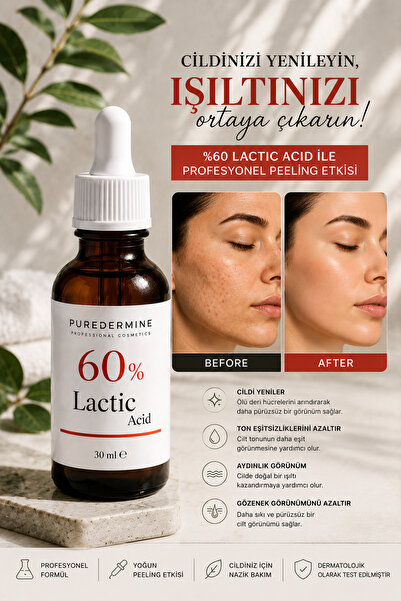 Puredermine Yoğun AHA Formülü İçeren %60 Lactic Acid ile Cilt Dokusunu Yenile...