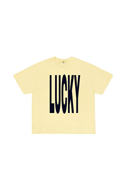 WHITE OF CREATIVE Lucky Yazılı Baskılı Tişört