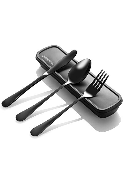 Generic Portable Utensils Set with Case, 4pcs Stainless Steel Reusable Silver...