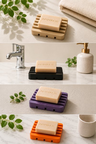 Artpera3d Riva Modern Soap Dish |   Decorative Soap Dish with Water Drain |   For Bathroom and Kitchen