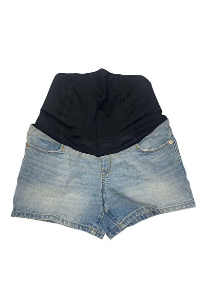 Isabel Maternity Cross Over Jean Mini Short Lighter Wash Size 0/24
