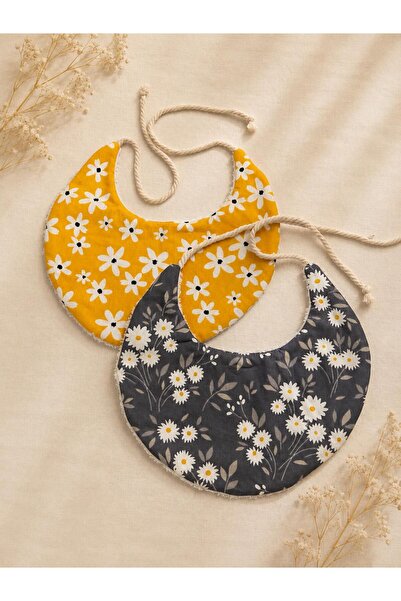 LUMİBABY BUTİK 100% Cotton Baby Bib Set, Double Layer, Towel Collar (2 Pieces)