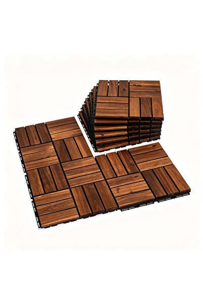 genric FFD 10 Pieces Wooden Interlocking Deck Tiles 31x31cm - Solid Acacia Wo...