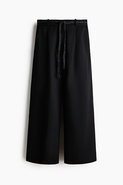 H&M Keten Karışımlı ve Kuşaklı Pantolon