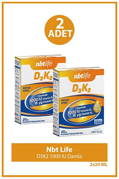 NBT Life D3K2 1000 IU Damla 20 ml 2 Adet