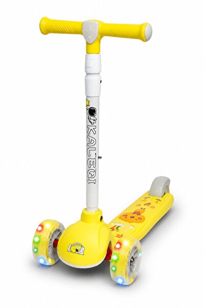 DAT Yellow 3 Wheel Kids Scooter with LED Light Up Wheels, Height Adjustable, ...