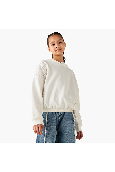 Lee Cooper Hooded Sweatshirt with Crochet Detail