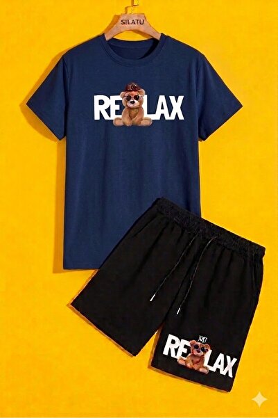 SILATU طقم شورت تي شيرت بأكمام قصيرة وياقة دائرية مطبوعة من RELAX