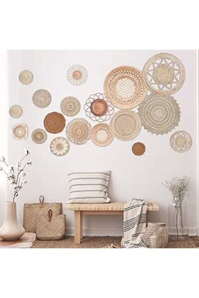 The Bros 18Pcs Boho Basket Wall Decals Round Wall Sticker Modern Boho Wall De...
