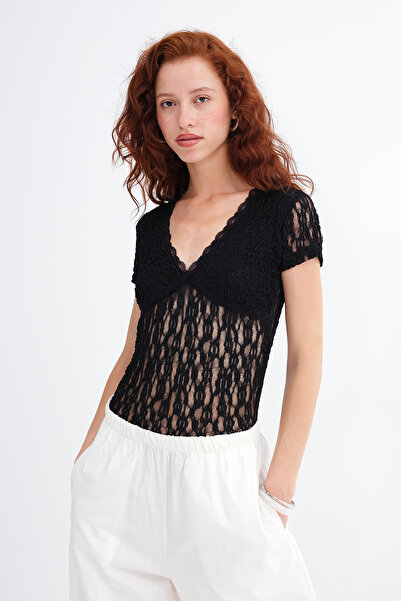 Addax Lace Transparent Bodysuit Z004