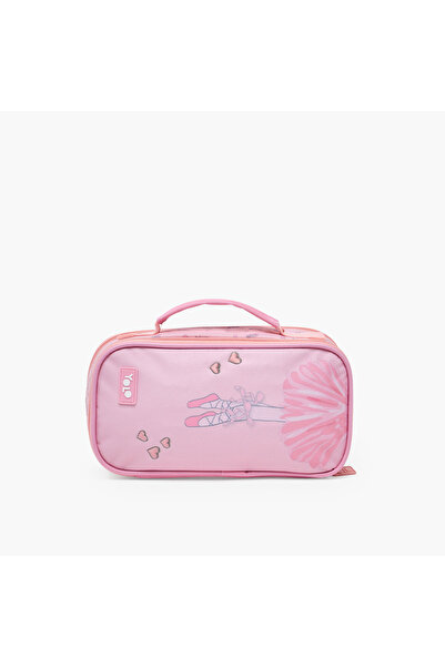 Yolo Ballerina Print Pencil Pouch with 2 Compartments
