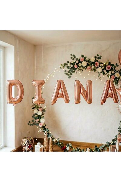 OEM Baloane Litere DIANA, Rose Gold Strălucitor, Folie Metalizată 40 cm, Pai ...