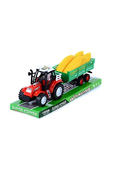 CasaDesteapta.ro Tractor de Jucărie cu Remorcă și 4 Porumbi, Fricțiune, 39 cm