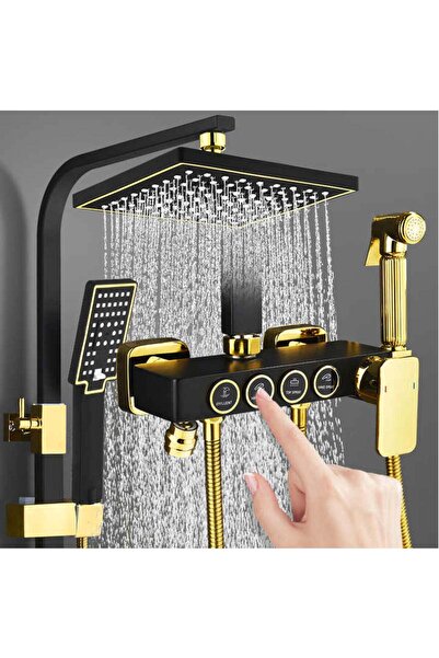 Vivendo Coloana de dus premium cu 4 functii, baterie, cap dus patrat tip ploa...