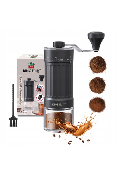 Kinghoff Râșniță manuală de cafea cu reglare a grosimii de măcinare, măcinăto...