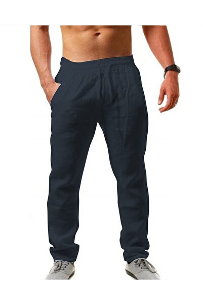 OEM Pantaloni de plajă pentru bărbați, din bumbac, ușori, largi, de vară – Bl...